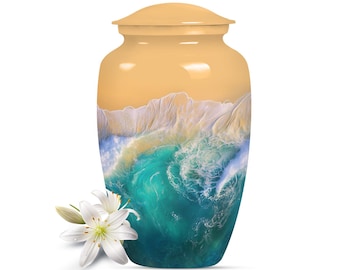 Ocean Wave Cremation Urn: Coastal Beach Theme Memorial Urn