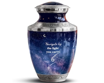 Galaxy Cremation Urn for Ashes Adult Memorial Urn Starry Night Sky Urn Inspirational Quote Urn Funeral Keepsake Decorative Ashes Urn