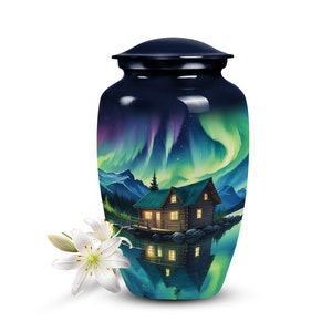 Aurora Borealis Cremation Urn: Personalized Aluminum Memorial Keepsake
