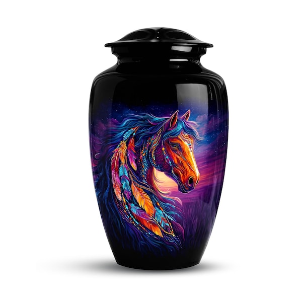 Urna funeraria Spirit Horse - Un vibrante monumento ecuestre para cenizas - Un tributo artístico único para los amantes de los caballos - Una gran urna funeraria decorativa