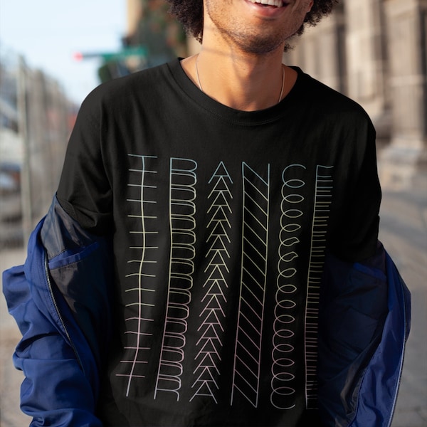 Camiseta Trance - Camiseta Trippy, Top de estampado hipnótico, camiseta colorida del festival, ropa alternativa, camiseta colorida