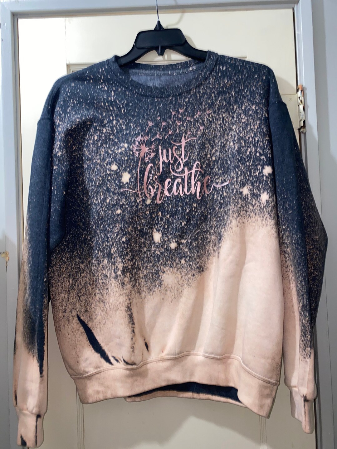Ombre Bleached Crew Neck Sweatshirt That Says Just Breath - Etsy
