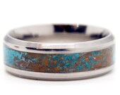 Patinated Copper And Titanium Ring Copper Patina Ring Teal Color Version