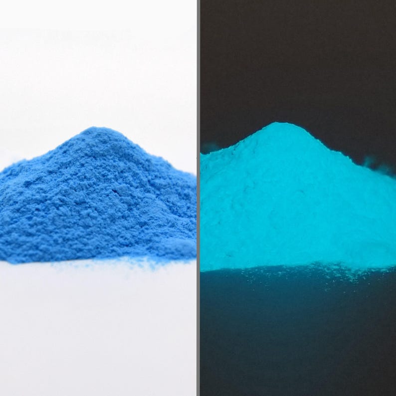 Sky Blue Glow Powder | Glow In The Dark Pigment | Strontium Aluminate | Water Based | Ring Making Supplies | Resin Glow | Non-toxic | Bild 1