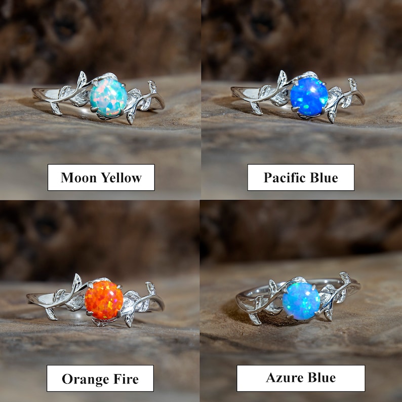Silver Leaf Branch Opal Ring Multiple Color Options Fire - Etsy
