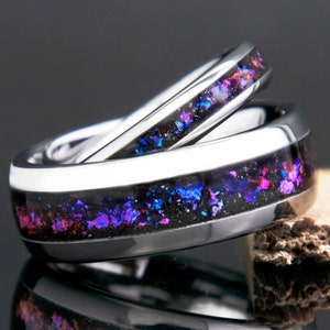 Seine und Ihre Wolfram Galaxy Ring Set | Passende Ringe | Galaxy Hochzeiten Band Set | Ehering Set Für Sie Und Ihn | Nebula Paare Ringe