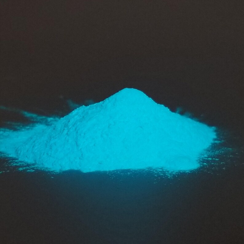 Sky Blue Glow Powder | Glow In The Dark Pigment | Strontium Aluminate | Water Based | Ring Making Supplies | Resin Glow | Non-toxic | Bild 4