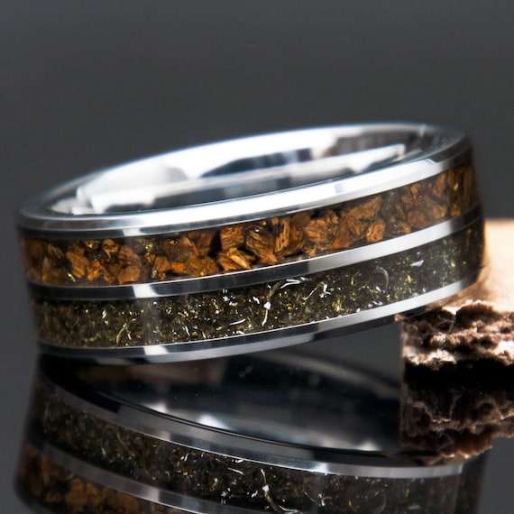 Dinosaur Bone Meteorite Ring | Mens Wedding Band | T-Rex Fossil | Tyrannosaurus Rex | Meteorite Band | Promise Ring | Mens Engagement Ring