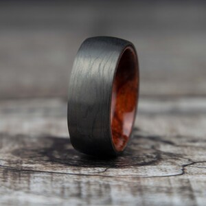 Carbon Fiber Rosewood Ring | Carbon Fiber Wedding Band Men&#39;s | Rosewood Wood Ring | Promise Ring For Him | Engagement | Gift For Him