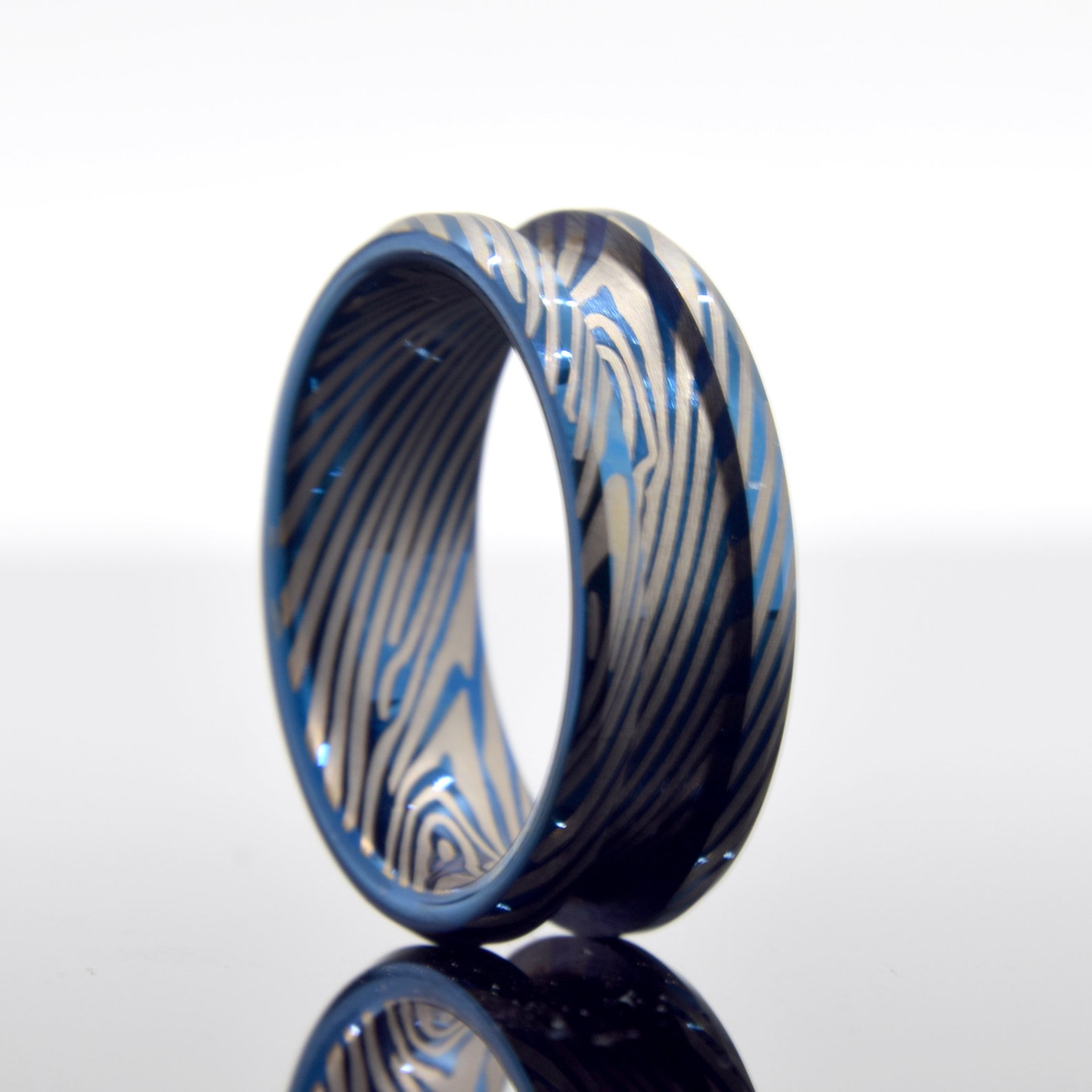 Tungsten Damascus Ring Blank For Inlay 8mm Width 4mm Channel Etsy