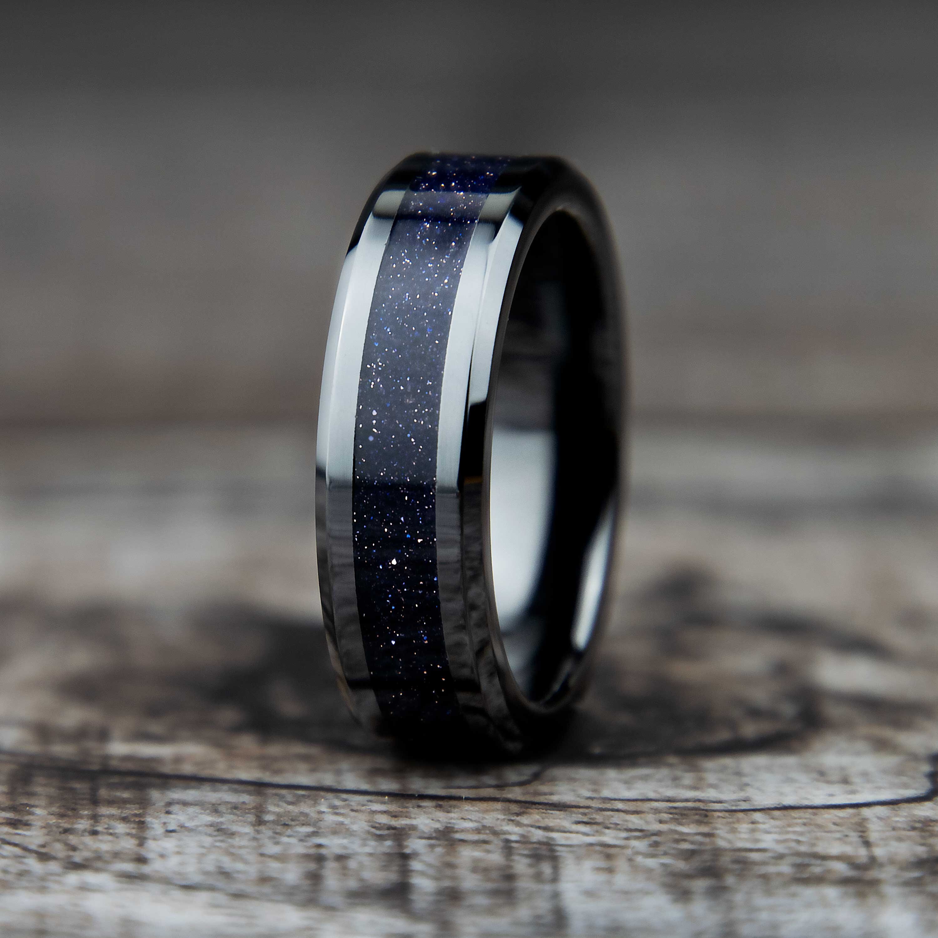 Serena provincie Industrialiseren Blue Goldstone Ring Starry Night Ring Black Ceramic - Etsy
