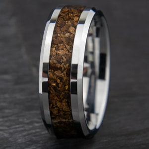 Tungsten Dinosaur Bone Ring | Dino Wedding Band | Fossil Band | Jurassic Trex Triceratops | Comfort Fit | Men Women | Anniversary | 8mm 4mm