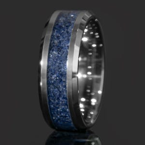 Sapphire Ring | Sapphire Wedding Band | Tungsten Band | Birthstone Ring | Gemstone Ring Men Women | Engagement, Anniversary Ring, 8mm 4mm