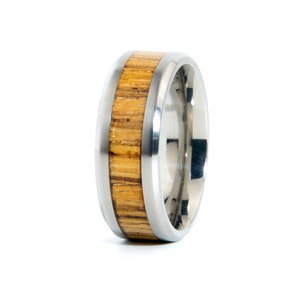 Handmade Zebrawood Titanium Ring: Comfort Fit Wood Wedding Band
