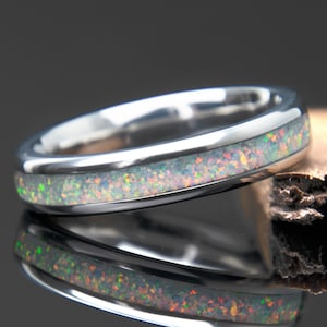 White Opal Ring | Opal Wedding Band | Opal Eternity Ring | Opal Promise Ring | Gift for Her | Anniversary Engagement | Women&#39;s Wedding Band