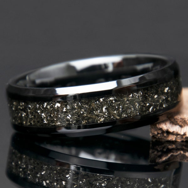 Black Meteorite Ring | Meteorite Ring | Meteorite Wedding Band | Black Ceramic | Outer Space Ring | Engagement | Promise Ring | Anniversary