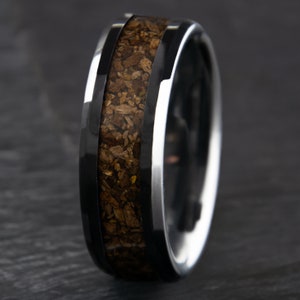 Dinosaur Bone Ring | Authentic Dinosaur Bone | Trex Triceratops | Dinosaur Wedding Band | Black Ceramic | Jurassic Fossil | Anniversary Gift