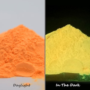 Orange Glow Powder | Glow In The Dark Pigment | Strontium Aluminate | Water Based | Ring Making Supplies | Resin Glow | Non-toxic | Nail Art