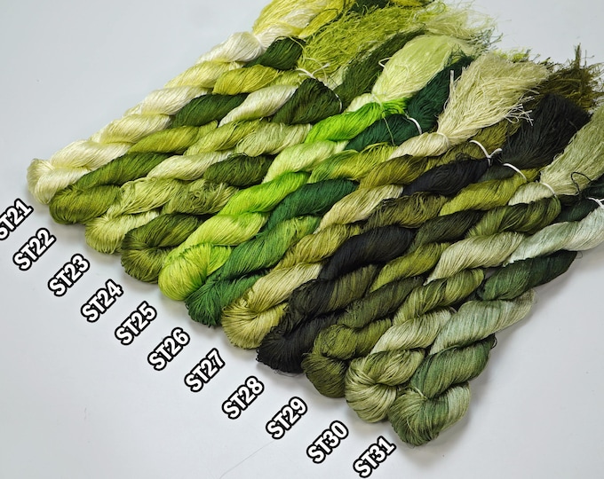 Set 11 Skeins ST21 to ST31 | Glossiest Synthetic Silk Embroidery Thread