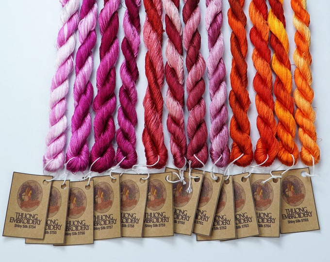 Set of 20 thread skeins for Becca - Shiny synthetic silk variegated threads