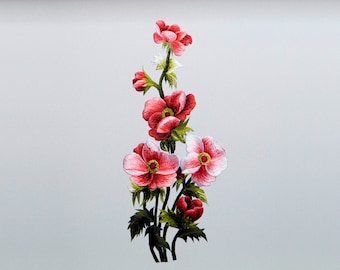 KIT08 Hand Embroidery Kit, Red wildflower design by ThuongEmbroidery, Plus 30% embroidery thread