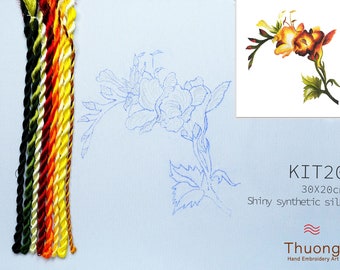 KIT20 Easy Embroidery Kit, Yellow Wildflowers design by ThuongEmbroidery, Plus 30% embroidery thread