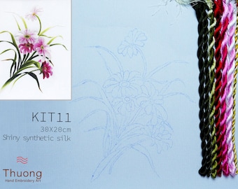 KIT11 Easy Embroidery Kit, Beautiful Wildflowers design by ThuongEmbroidery, Plus 30% embroidery thread