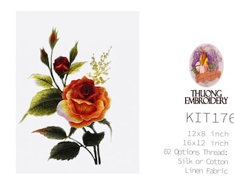 KIT176 Easy Embroidery Kit, Beautiful wildflowers design by ThuongEmbroidery, Plus 30% embroidery thread