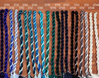 Color 20 Set Shiny Silk Hand-Embroidery Thread | Color Tones: Black, Silver Shades, Dark Blue and White