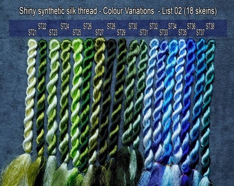 Color 18 SET Shiny Silk Hand-Embroidery Thread | 02 selection: 30-yard and 60-yard skeins