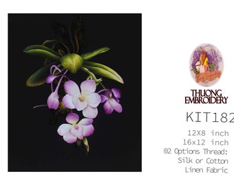 KIT182 Easy Embroidery Kit, Beautiful Orchids design by ThuongEmbroidery, Plus 30% embroidery thread