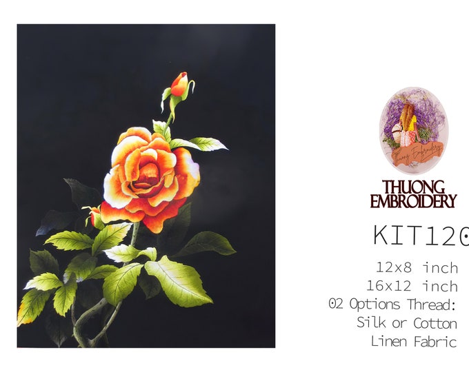 KIT120 Easy Embroidery Kit, Beautiful rose design by ThuongEmbroidery, Plus 30% embroidery thread