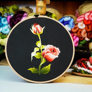 KIT119 Embroidery Kit, Beautiful rose design by ThuongEmbroidery, Plus 30% embroidery thread