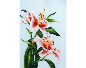 COMPLETED Hand Embroidery - Beauty of Lily Flowers