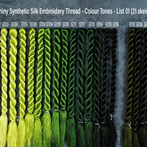 Option Skeins (GT01 to GT59 Colors, 30 Yards) Silk Embroidery Thread