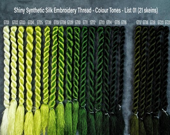 Option Skeins (GT01 to GT59 Colors, 30 Yards) Silk Embroidery Thread