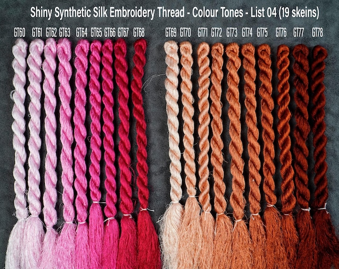 Option GT60 to GT113 | Size 30 Yards | Type: Glossiest Synthetic Silk Embroidery Thread | Colour Tones | Vietnam ThuongEmbroidery