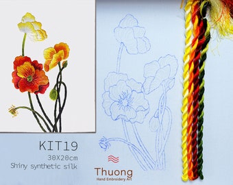 KIT19 Easy Embroidery Kit, Beautiful Wildflowers design by ThuongEmbroidery, Plus 30% embroidery thread