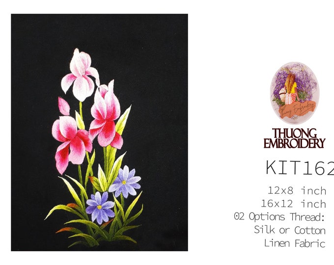 Hand-Embroidery KIT162 "wildflowers" | 02 Thread Options "Glossiest Synthetic Silk" and "Fine Cotton" | Linen fabric | Full accessories