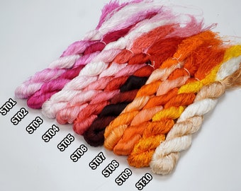 Set 10 Skeins ST01 to ST10 | Glossiest Synthetic Silk Embroidery Thread