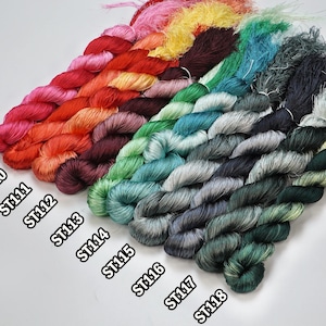 Juego de 10 madejas ST109 a ST118 / Hilo de bordar de seda sintética brillante