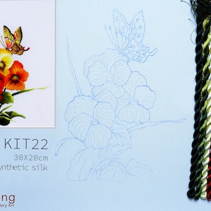 KIT23 Easy Embroidery Kit, Beautiful wildflowers design by ThuongEmbroidery, Plus 30% embroidery thread
