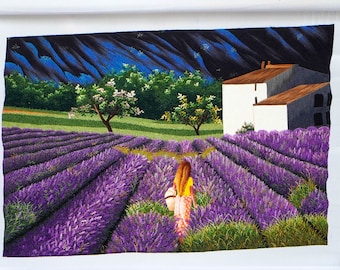 KIT67 Advanced Embroidery Kit, Purple Lavender Field design by ThuongEmbroidery, Plus 30% embroidery thread