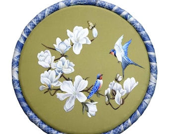 COMPLETED White Magnolia Embroidery Artwork