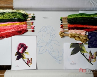 KIT31 Easy Embroidery Kit, Beautiful Rose design by ThuongEmbroidery, Plus 30% embroidery thread