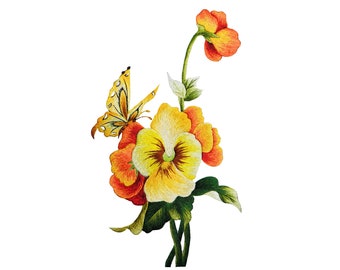 KIT23 Easy Embroidery Kit, Yellow Wildflowers design by ThuongEmbroidery, Plus 30% embroidery thread