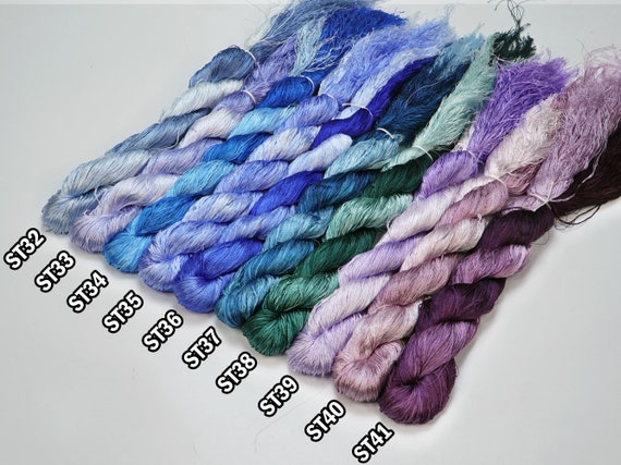Set 10 Skeins ST32 to ST41 | Glossiest Synthetic Silk Embroidery Thread