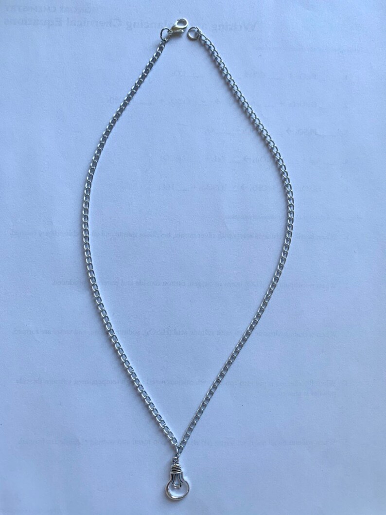 Light Bulb Silver Chain Necklace/ Light Bulb Electricity Etsy