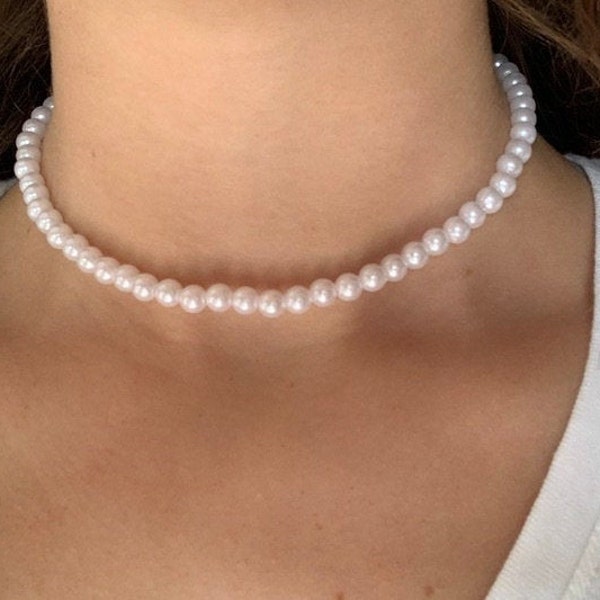 Faux Pearl Necklace/ Trendy Pearl Imitation Necklace