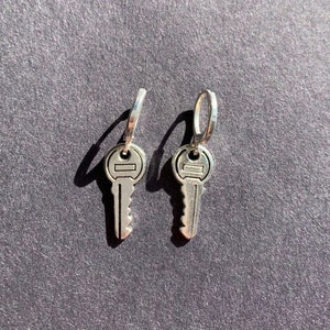 Key Huggies/ Key Charm Hoop Earrings